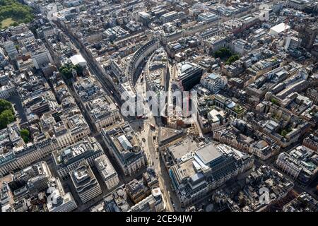 Vue aérienne de Londres avec Piccadilly Circus. Banque D'Images