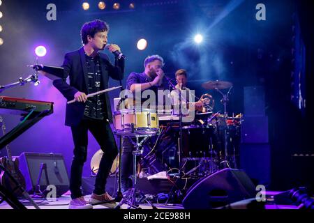 Festival de Jazz 'Jazz a Juan' à Juan-les-Pins (sud-est de la France), le samedi 22 juillet 2017 : Jamie Cullum, pianiste et chanteur de jazz Banque D'Images