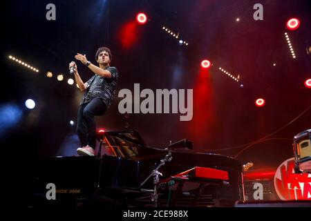 Festival de Jazz 'Jazz a Juan' à Juan-les-Pins (sud-est de la France), le samedi 22 juillet 2017 : Jamie Cullum, pianiste et chanteur de jazz Banque D'Images