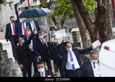 Taipei, Taïwan. 31 août 2020. Le Président du Sénat tchèque Miloš Vystr?il et sa délégation visitent la branche de Taipei de l'Institut national de recherche et de développement artisanal de Taïwan. Crédit : SOPA Images Limited/Alamy Live News Banque D'Images