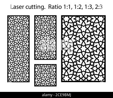 Gabarit de panneau vectoriel de découpe laser. Décoration CNC, design jali, cloison intérieure. Modèle de découpe laser arabe islamique Illustration de Vecteur