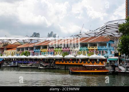 Singapour : 07 mars 2020. Bâtiments en bord de mer de Clarke Quay.Alamy stock image/Jayne Russell Banque D'Images