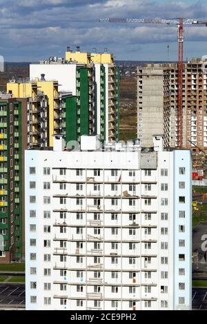 Russain bloc appartement nouveaux bâtiments à Devyatkino, district de Leningrad, Russie Banque D'Images