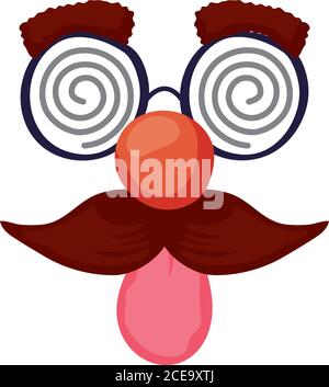 visage emoji fou avec moustache et lunettes masque fools vecteur de jour dessin illustration Illustration de Vecteur