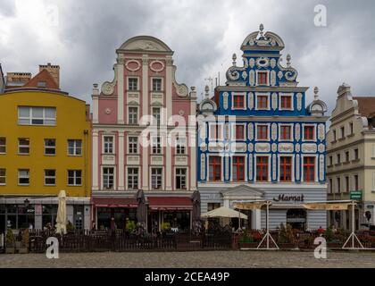 Szchecin, Pologne - 19 août 2020 : ancienne mairie et place au coeur du centre-ville de Stettin Banque D'Images