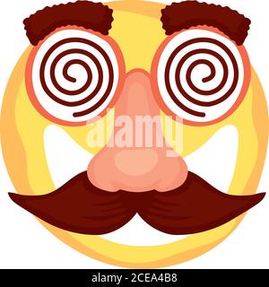 visage emoji fou avec moustache et lunettes masque fools vecteur de jour dessin illustration Illustration de Vecteur