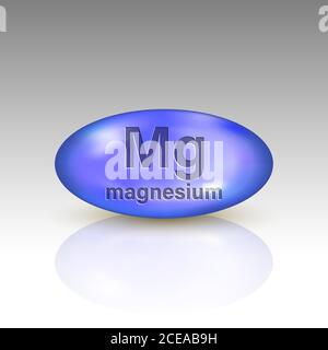 Icône en magnésium. Capsule de pilule minérale. Conception de complexes vitaminés Illustration de Vecteur