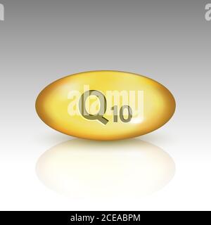 Coenzyme Q10. Vitamine Drop capsule icône Illustration de Vecteur