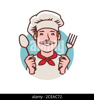 Logo du chef. Cuisine, restaurant, symbole de la nourriture Illustration de Vecteur