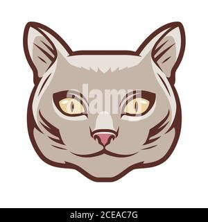 Portrait du symbole chat mignon. PET, logo animal Illustration de Vecteur