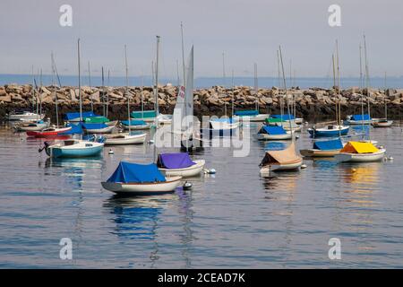 Voiliers amarrés dans le port de Rockport, ma Banque D'Images