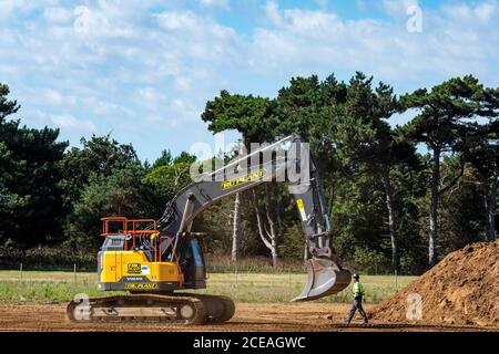 Travaux sur les câbles électriques souterrains pour Scottish Power renouvelables, Bawdsey, Suffolk, Royaume-Uni. Banque D'Images