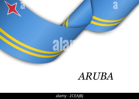 Ruban de tissage ou bannière avec drapeau d'Aruba. Modèle pour la conception de l'affiche du jour de l'indépendance Illustration de Vecteur