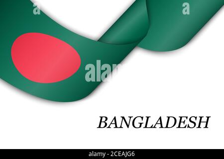 Forme un ruban ou une bannière avec un drapeau du Bangladesh. Modèle pour la conception de l'affiche de la fête de l'indépendance Illustration de Vecteur