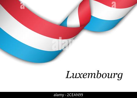 Ruban ou bannière ondulant avec drapeau du Luxembourg Illustration de Vecteur