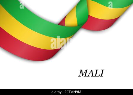 Ruban de tissage ou bannière avec drapeau du Mali. Illustration de Vecteur