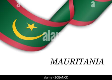 Ruban ou bannière agitant avec drapeau de la Mauritanie. Illustration de Vecteur