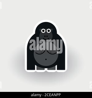 Happy Gorilla - drôle d'animal de dessin animé. Personnage des enfants. Illustration vectorielle simple avec ombre portée. Illustration de Vecteur