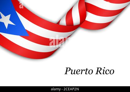 Ruban ou bannière agitant avec drapeau de Porto Rico Illustration de Vecteur