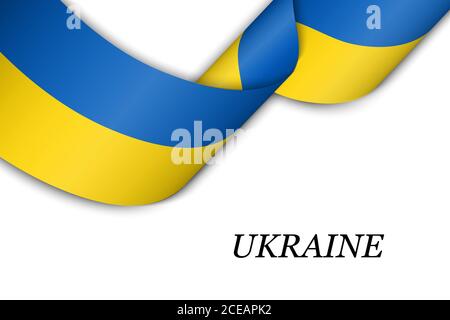 Ruban ou bannière agitant avec drapeau de l'Ukraine Illustration de Vecteur