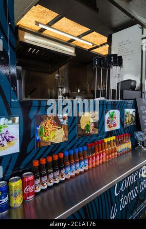 Camion de la vendeuse mobile de nourriture à Tijuana, au Mexique. Banque D'Images