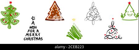 Collection d'arbres de noël dans des styles de conception mixtes Illustration de Vecteur