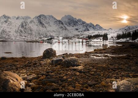 paysage d'hiver-lofoten, norvège Banque D'Images
