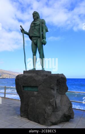 Statue de Guanche située à Candelaria, Tenerife, Iles Canaries, Espagne. Banque D'Images