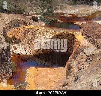 D'énormes flaques d'eau sale dans les fosses de Sao Domingos Au Portugal Banque D'Images