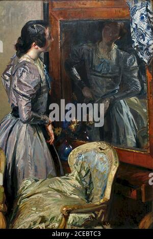 Blanche Jacques Emile - dans le miroir - École française - 19e siècle Banque D'Images