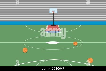 terrain de basket-ball intérieur dans le hall Illustration de Vecteur