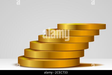 podium d'or dans le studio blanc Illustration de Vecteur