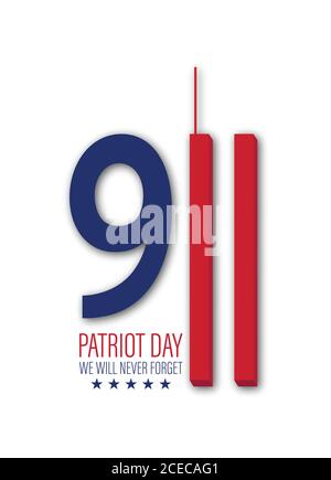 Illustration vectorielle de l'anniversaire du Patriot Day 911. Bannière USA Patriot Day. Nous n'oublierons jamais. Illustration de Vecteur