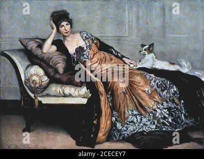 Caro-Delvaille Henry - Portrait de Madame Simone - École française - 19e siècle Banque D'Images