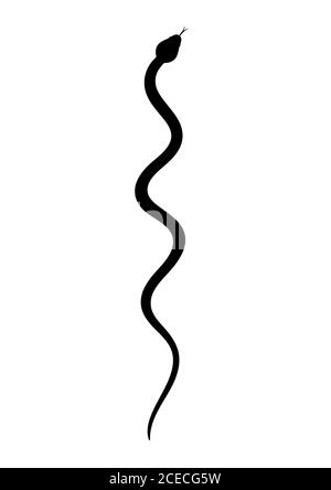 Serpent silhouette noir. Symbole isolé ou serpent d'icône sur fond blanc. Serpent de signe abstrait. Illustration vectorielle Banque D'Images