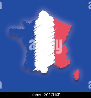 Drapeau France Carte Illustration de Vecteur