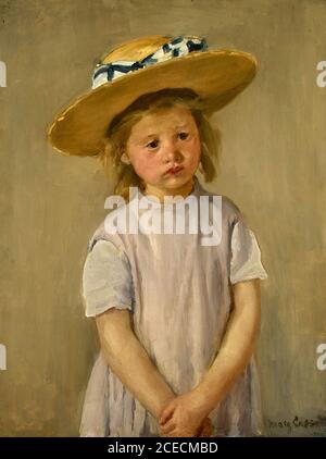 Cassatt Mary - enfant dans un chapeau de paille C.1886 - École française - 19e siècle Banque D'Images