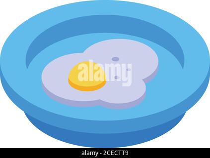 Plaque d'œufs frits Icon, style isométrique Illustration de Vecteur