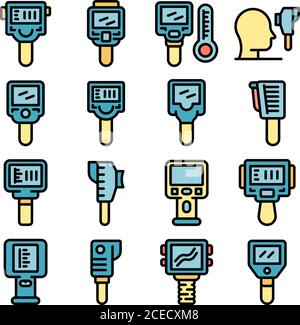 Les icônes de la caméra infrarouge définissent le vecteur à plat Illustration de Vecteur