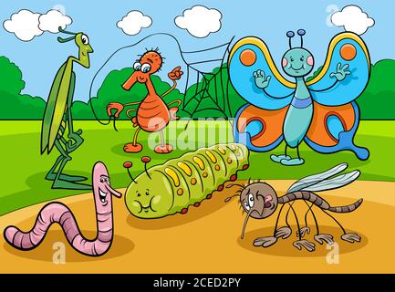 Cartoon Illustration de professionnels Les insectes et animaux Bugs Groupe Caractères Illustration de Vecteur