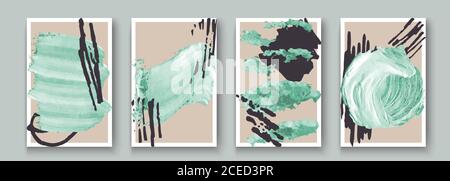 Décor artistique minimaliste et créatif peint à la main. Pinceau à encre forme géométrique de texture, objet en forme d'objet, tache Illustration pour le mur d Illustration de Vecteur
