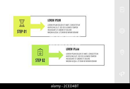 Infographie vectorielle avec 2 rectangles et des flèches. Modèle plat utilisé pour les diagrammes, les entreprises, le Web, les bannières, la mise en page de flux de travail et les présentations Illustration de Vecteur