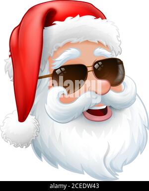 Père Noël frais en lunettes de soleil abat-jour de Noël dessin animé Illustration de Vecteur