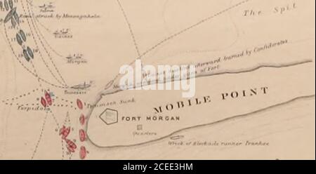 . La bataille de Mobile Bay, et la capture des forts Powell, gaines et Morgan, par les forces maritimes et terrestres combinées des États-Unis sous le commandement du contre-amiral David Glasgow Farragut et du major-général Gordon Granger, août 1864. .-??? ..&lt;^•^•-?. .m- ??sf Banque D'Images