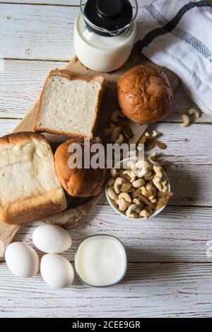 Vue de dessus des aliments sains Banque D'Images