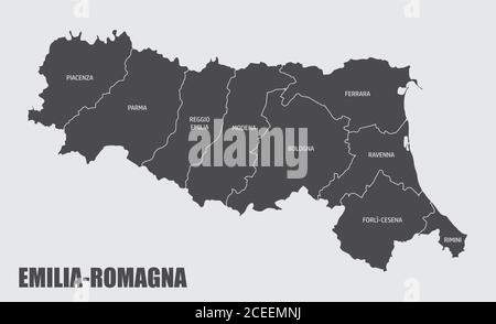 Carte de la région d'Émilie-Romagne Illustration de Vecteur