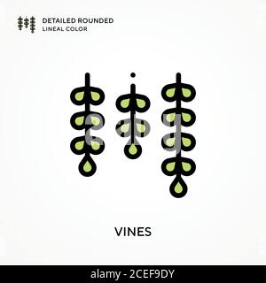 Couleur de la ligne arrondie détaillée VINES. Concepts modernes d'illustration vectorielle. Facile à modifier et à personnaliser. Illustration de Vecteur
