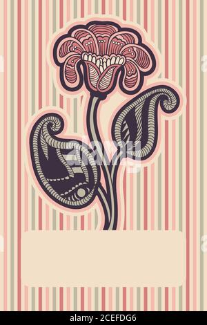 Fleurs fantastiques dessinées à la main. Carte de vœux à motif fleuri. Motif fleuri dans des couleurs roses douces pour une invitation, une carte de vœux et une housse. Vecteur floral i Illustration de Vecteur