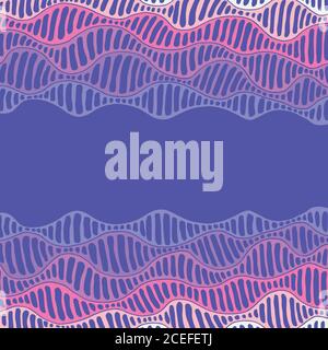 Belle, psychédélique, vague, carte de motif, cadre décoratif avec Illustration de Vecteur