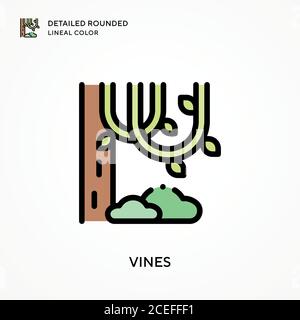Couleur de la ligne arrondie détaillée VINES. Concepts modernes d'illustration vectorielle. Facile à modifier et à personnaliser. Illustration de Vecteur